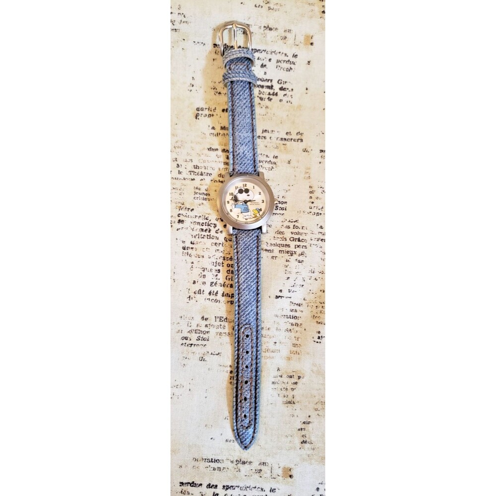 Vintage Armitron Peanuts Snoopy Joe Cool & Woodstock Watch with Denim Look Ban - Picture 11 of 14